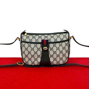 Gucci Vintage Sherry Shoulder Bag Navy X Red